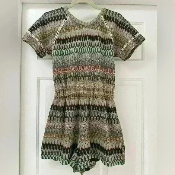 Topshop romper crochet multi color open back size 6 - Picture 5 of 6